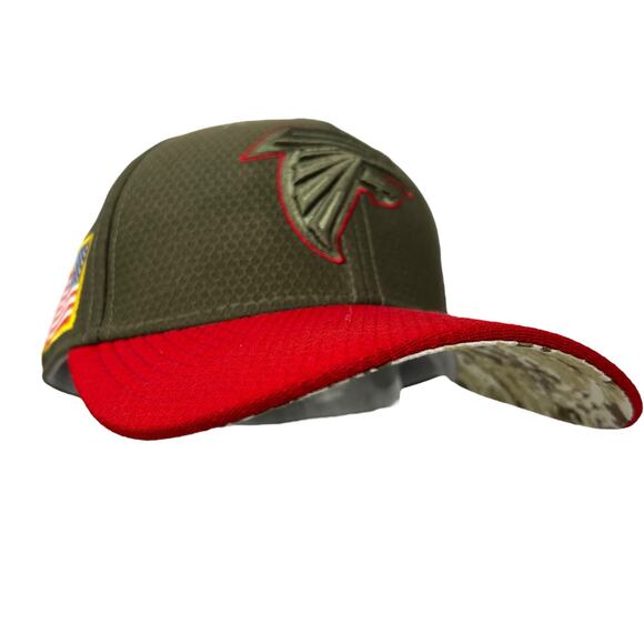 L/XL NFL Atlanta Falcons New Era Salute to Service Cap Army/Olive Red Camo - Picture 9 of 10